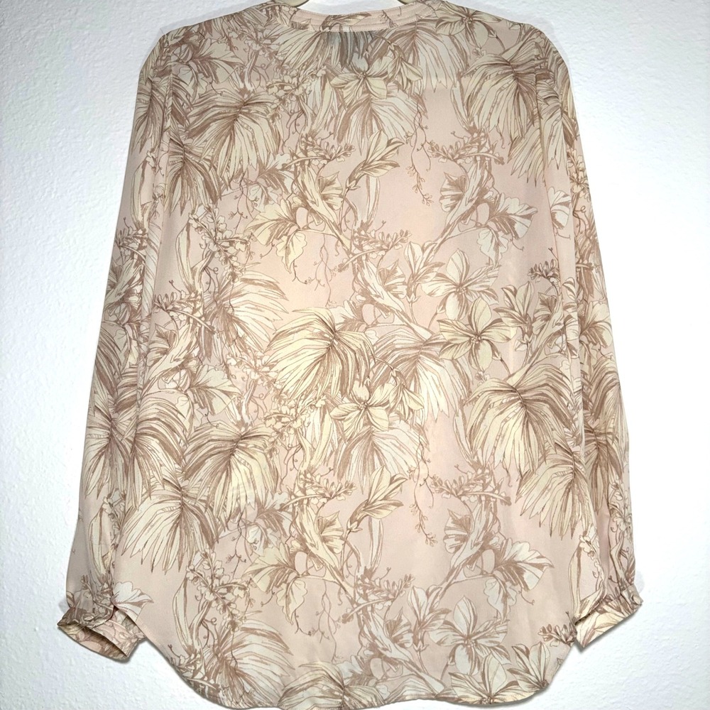 Cynthia Rowley S Botanical Print Button Front Sheer Blouse Womens - Picture 3 of 13
